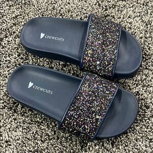 Girls Crewcuts Glitter Slide Sandals size k9. NWOT